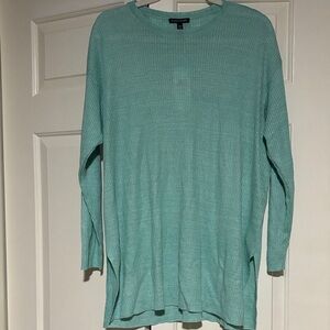 Eileen Fisher Aqua Ribbed Knit Tunic Sweater Sz M